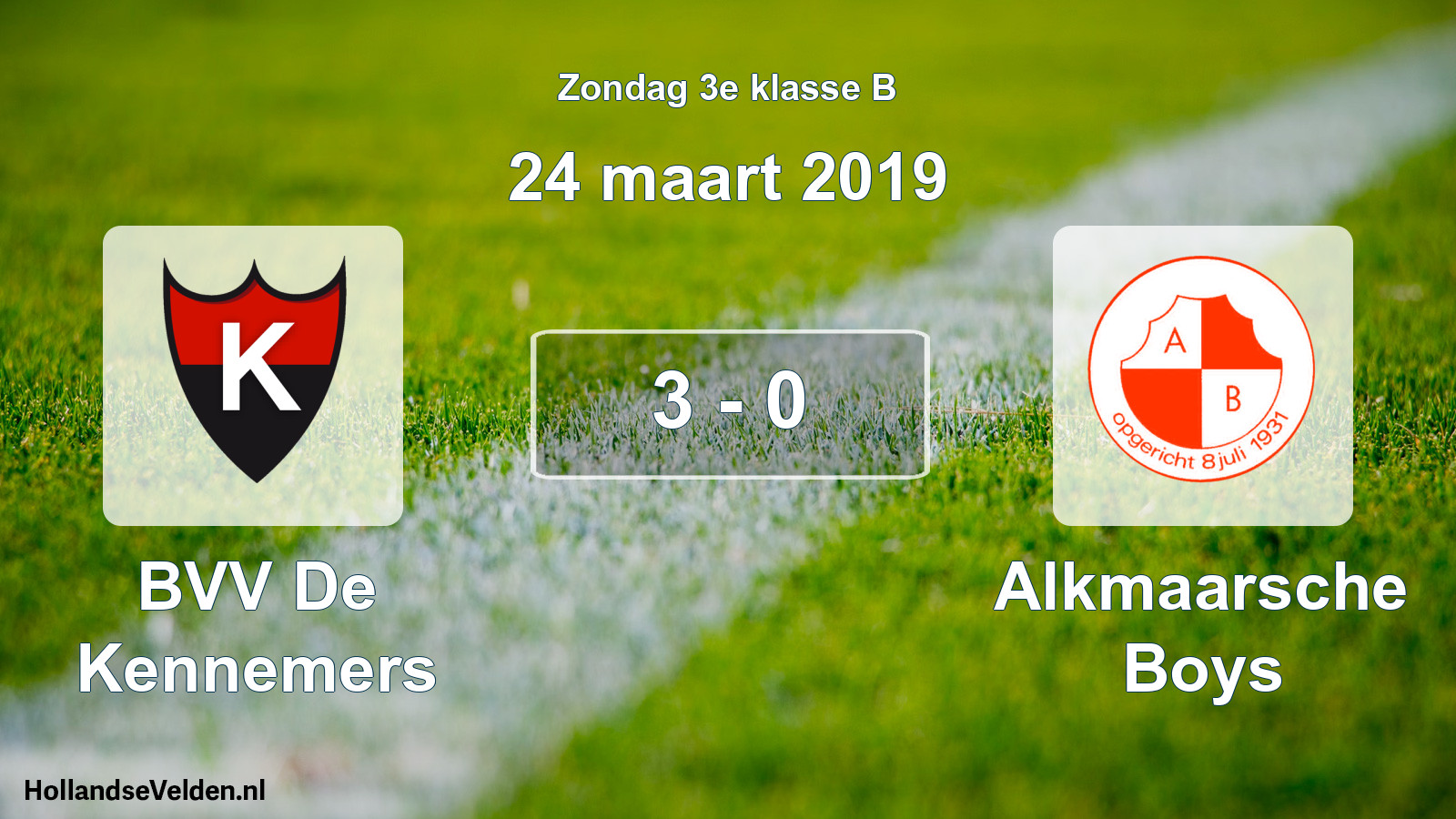 Total number of matches played: BVV De Kennemers - Alkmaarsche Boys 3 - 0 (24 March 2019)