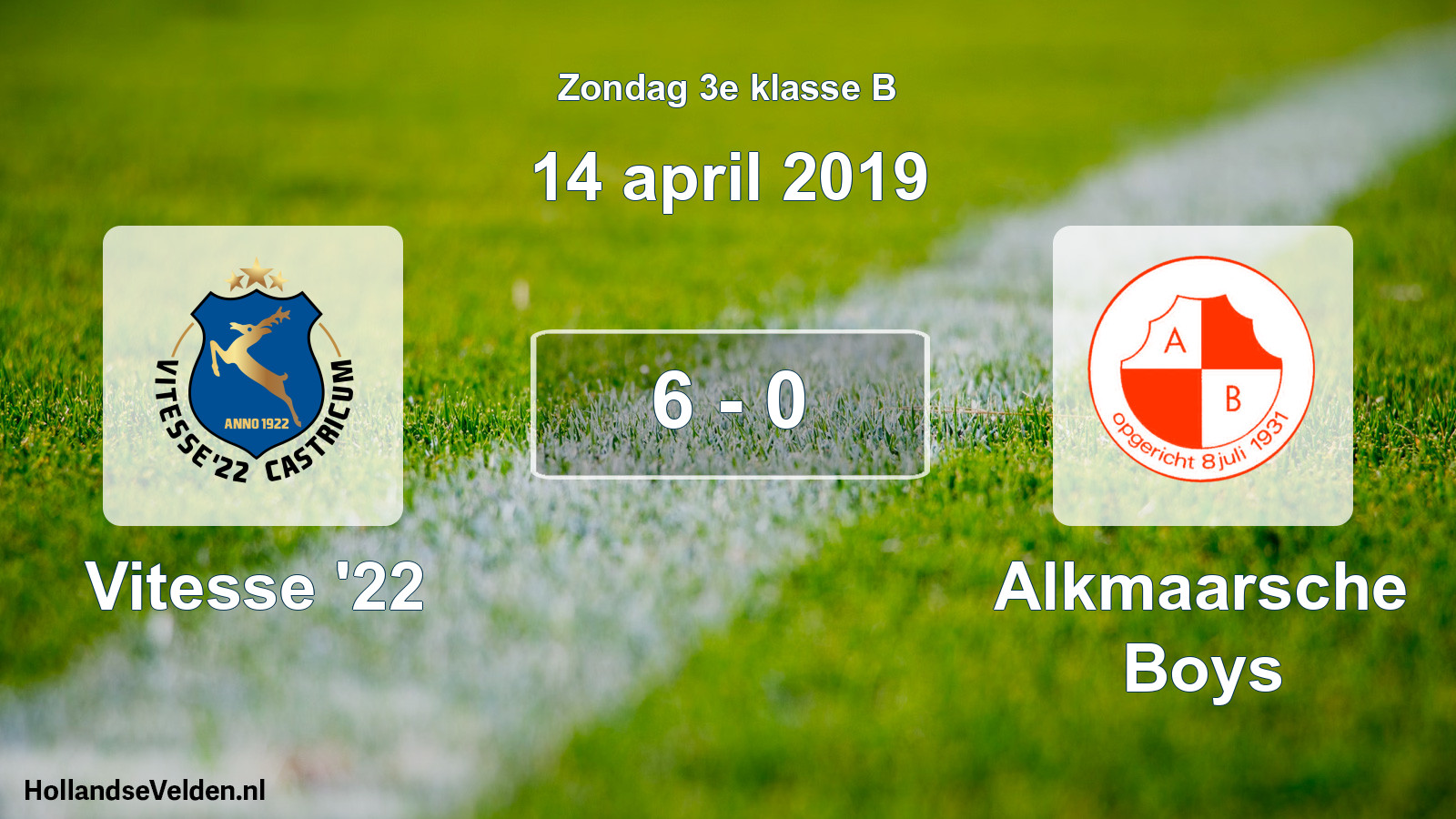 Total number of matches played: Vitesse '22 - Alkmaarsche Boys 6 - 0 (14 April 2019)