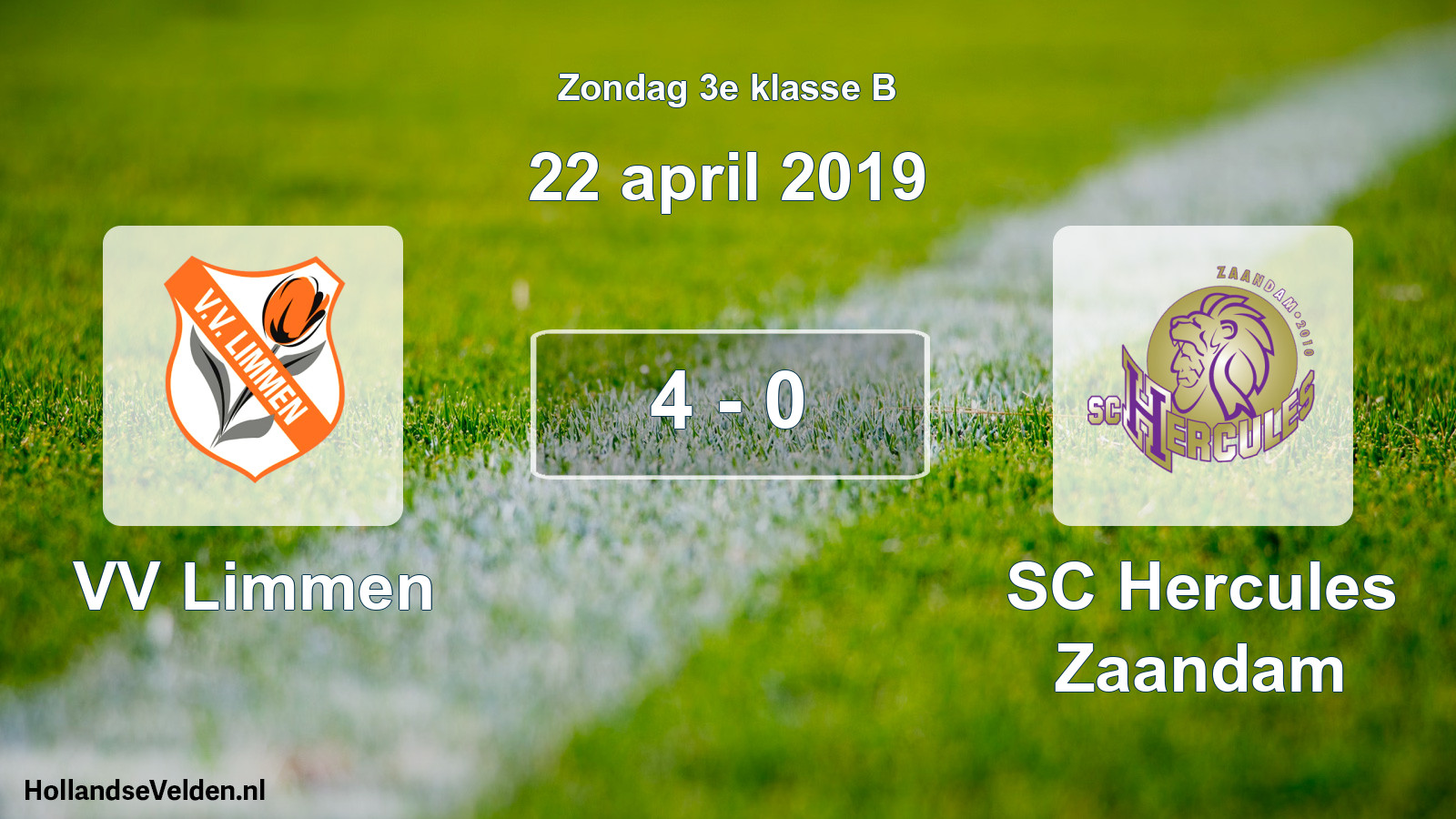Total number of matches played: VV Limmen - SC Hercules Zaandam 4 - 0 (22 April 2019)
