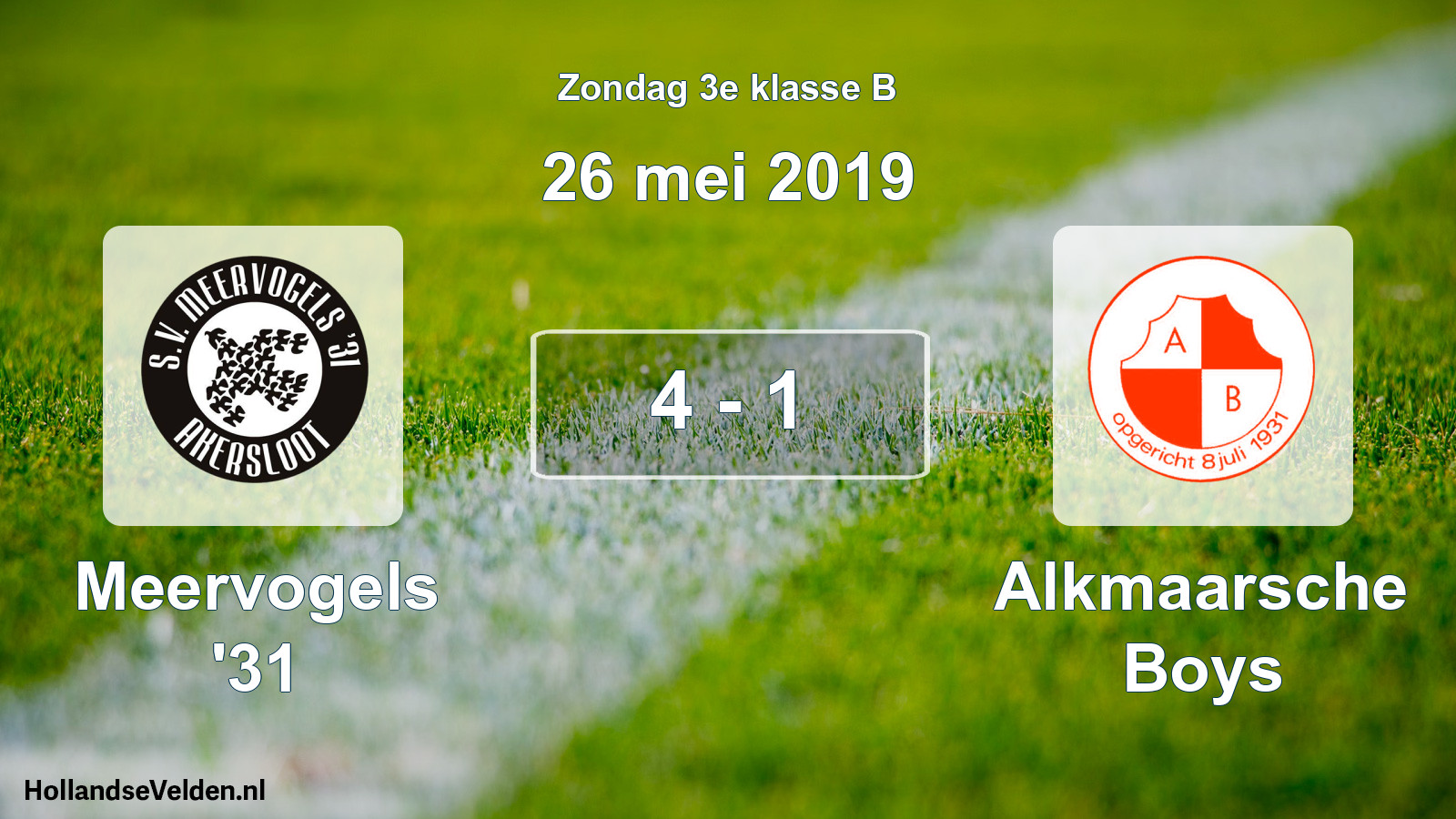 Total number of matches played: Meervogels '31 - Alkmaarsche Boys 4 - 1 (26 May 2019)