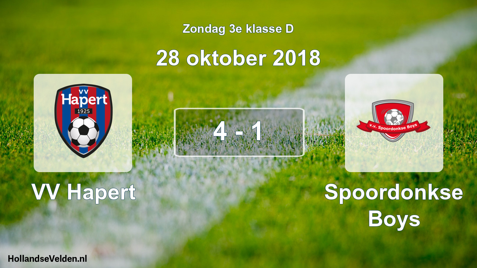 Total number of matches played: VV Hapert - Spoordonkse Boys 4 - 1 (28 October 2018)