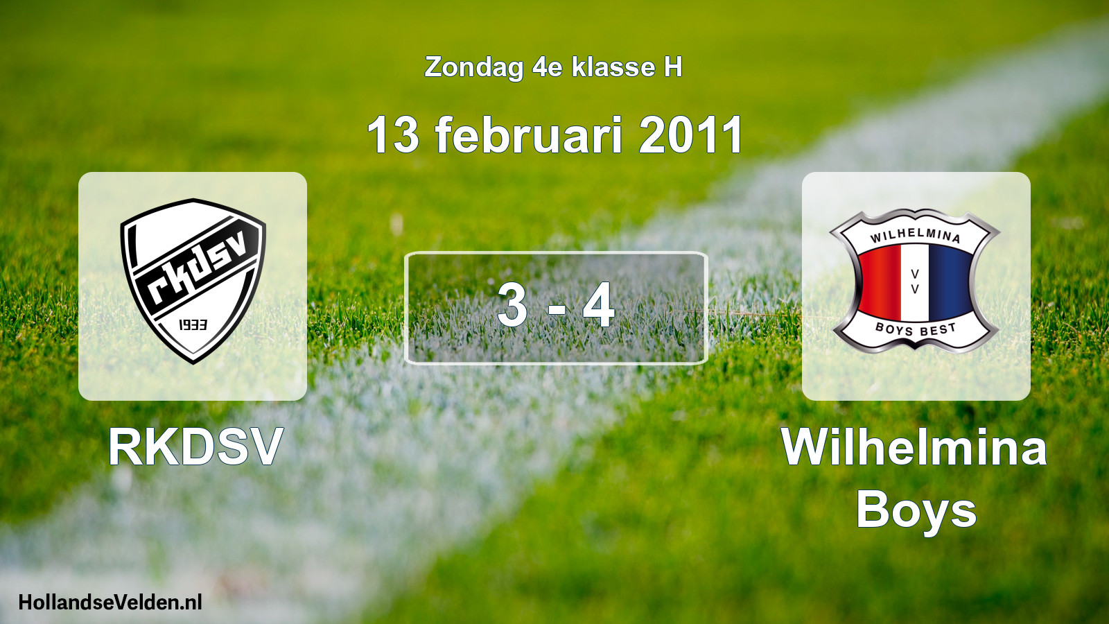 Total number of matches played: RKDSV - Wilhelmina Boys 3 - 4 (13 February 2011)