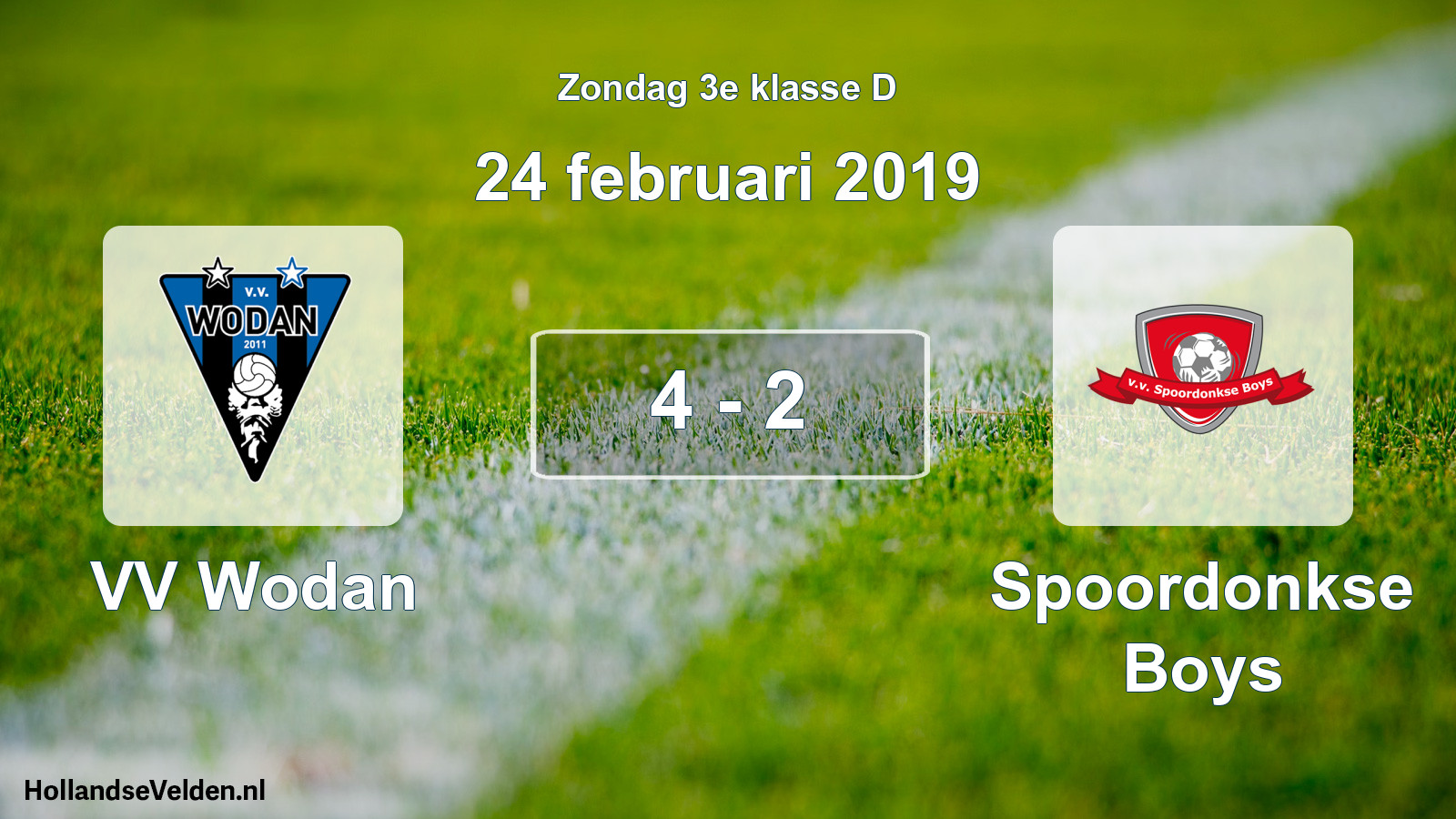 Total number of matches played: VV Wodan - Spoordonkse Boys 4 - 2 (24 February 2019)