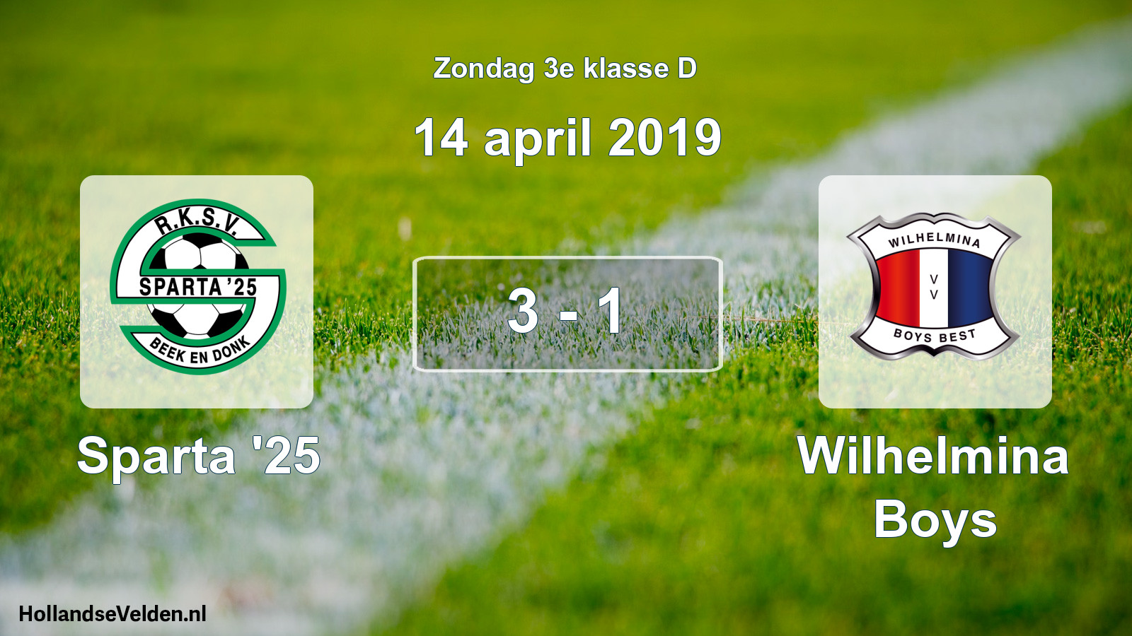 Total number of matches played: Sparta '25 - Wilhelmina Boys 3 - 1 (14 April 2019)