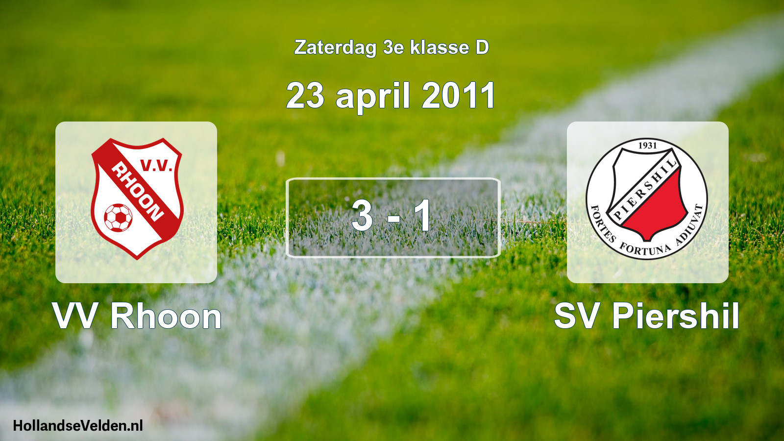 Total number of matches played: VV Rhoon - SV Piershil 3 - 1 (23 April 2011)