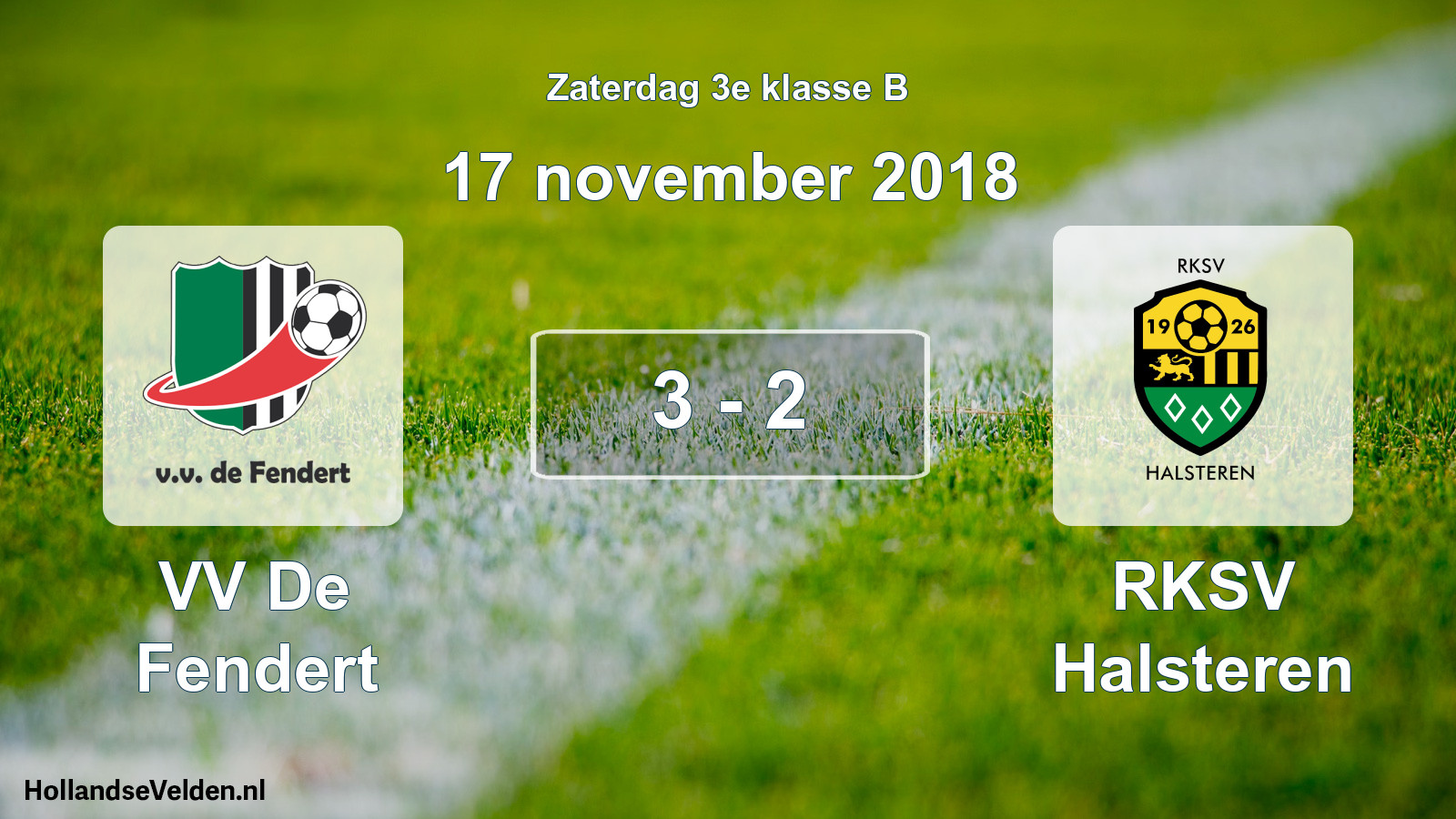 Total number of matches played: VV De Fendert - RKSV Halsteren 3 - 2 (17 November 2018)