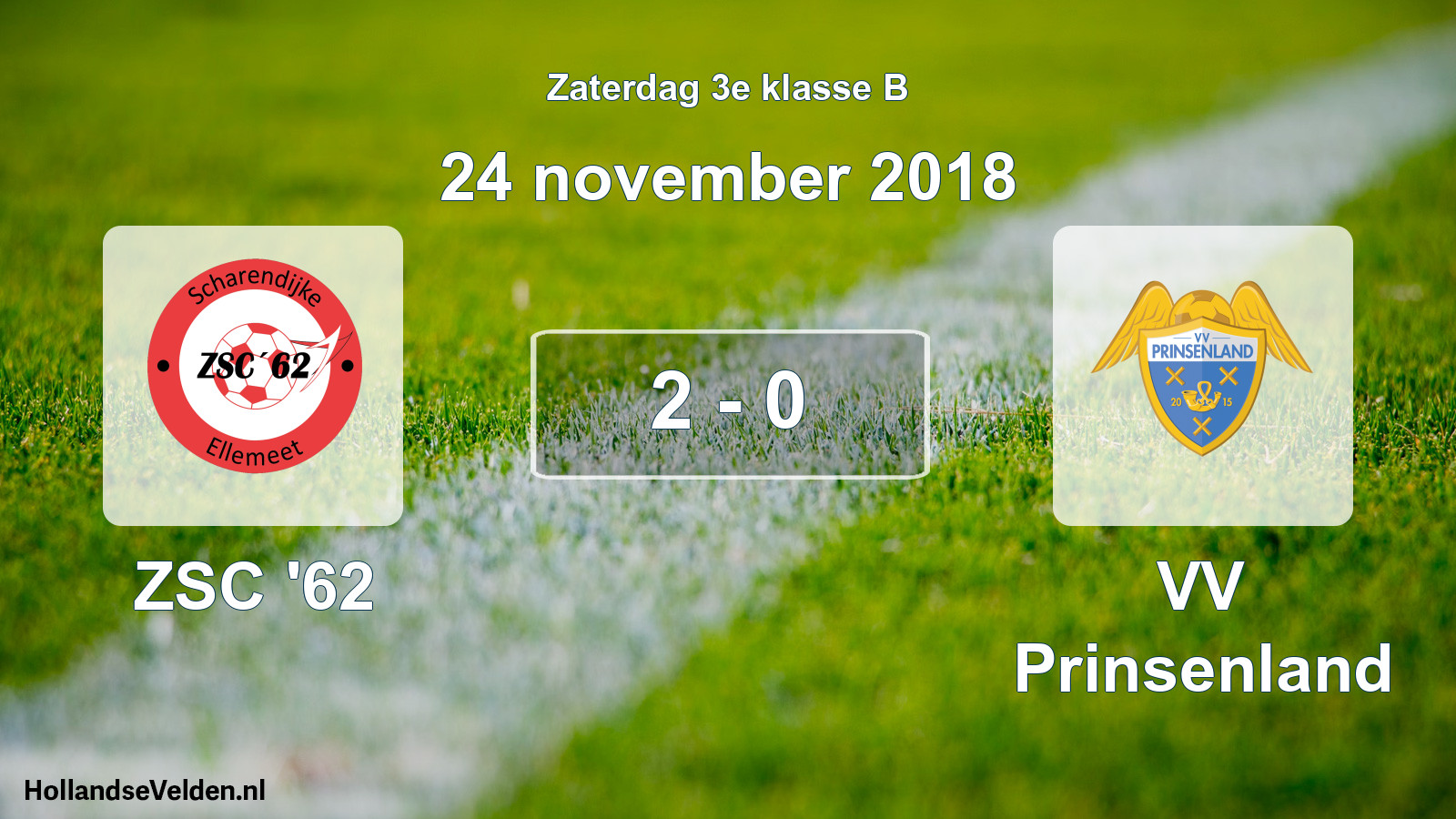 Total number of matches played: ZSC '62 - VV Prinsenland 2 - 0 (24 November 2018)