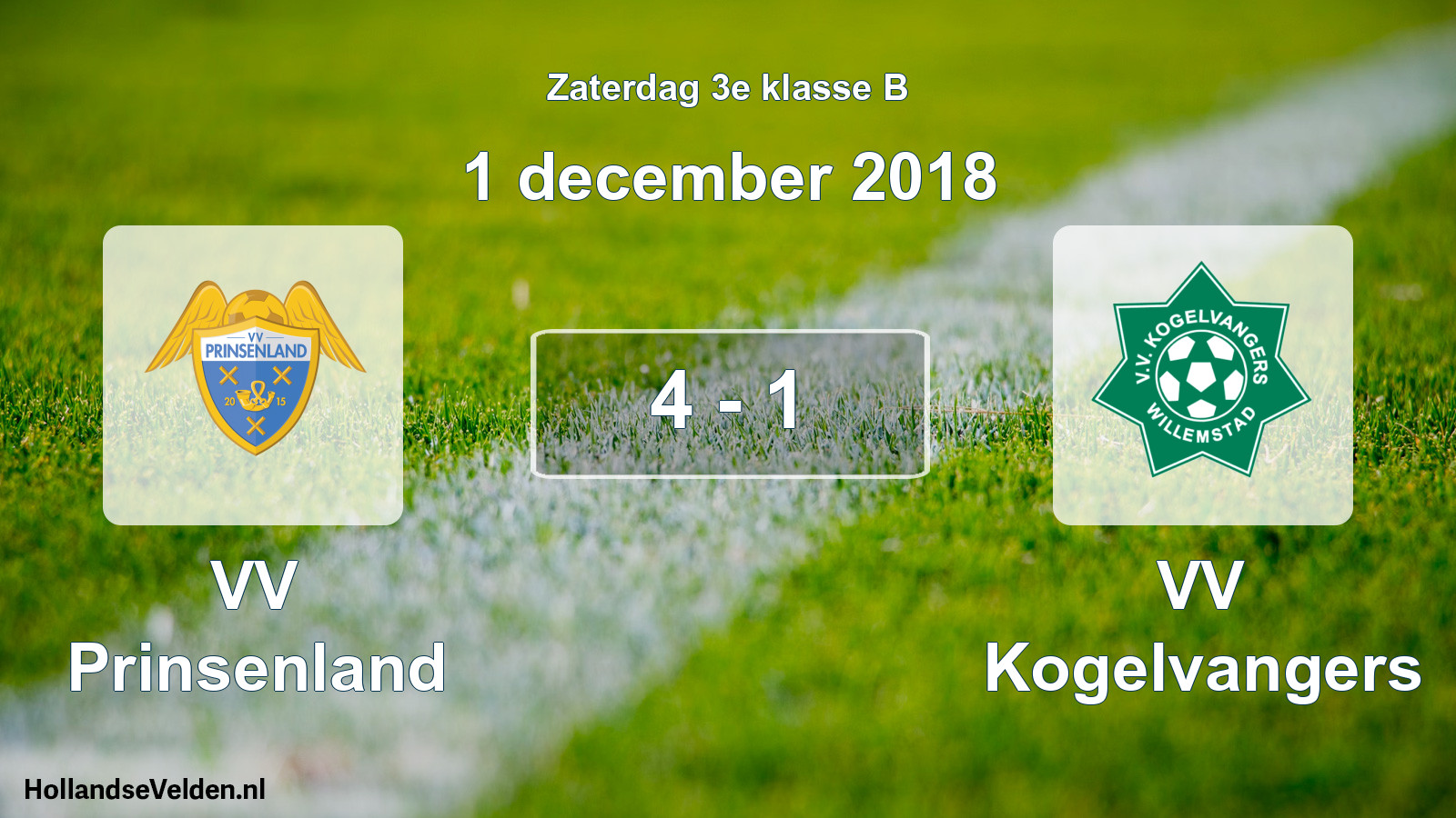 Total number of matches played: VV Prinsenland - VV Kogelvangers 4 - 1 (1 December 2018)