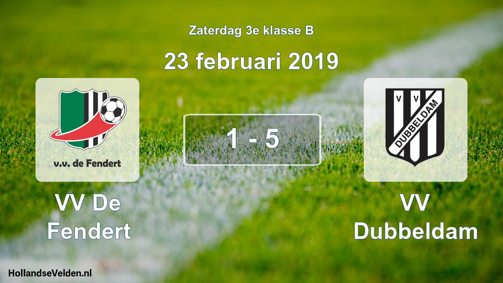 Total number of matches played: VV De Fendert - VV Dubbeldam 1 - 5 (23 February 2019)