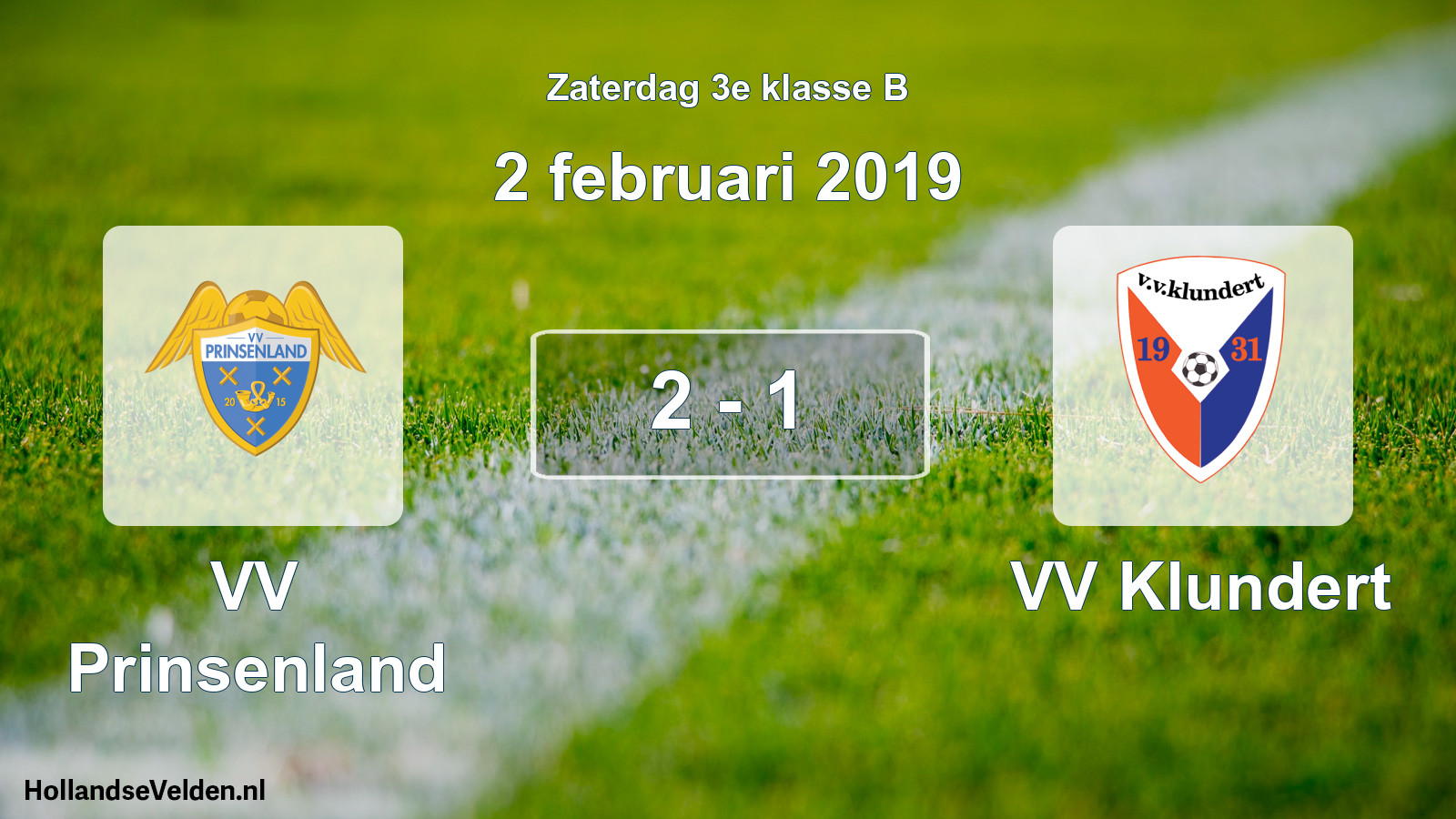Total number of matches played: VV Prinsenland - VV Klundert 2 - 1 (2 February 2019)