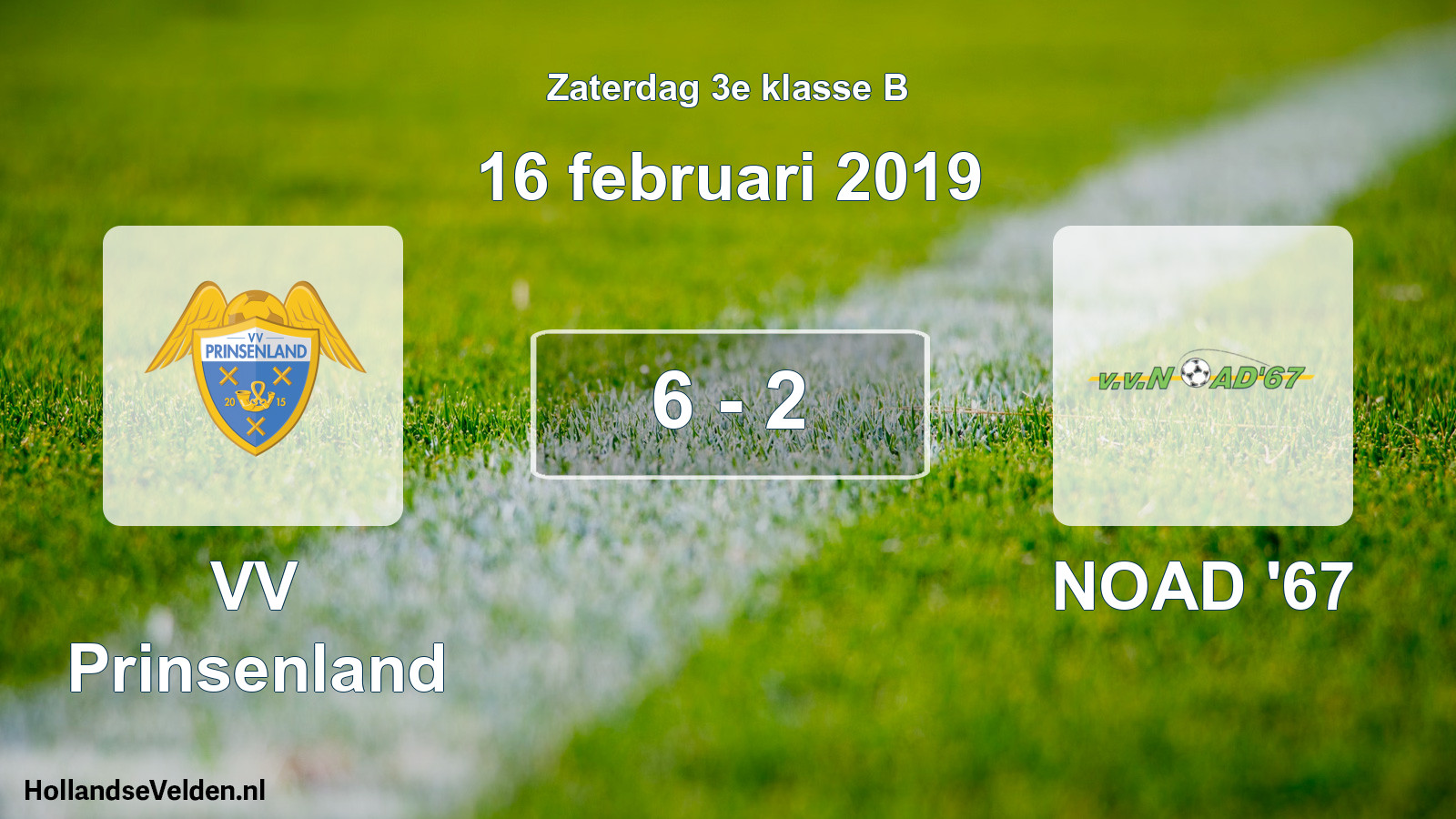 Total number of matches played: VV Prinsenland - NOAD '67 6 - 2 (16 February 2019)