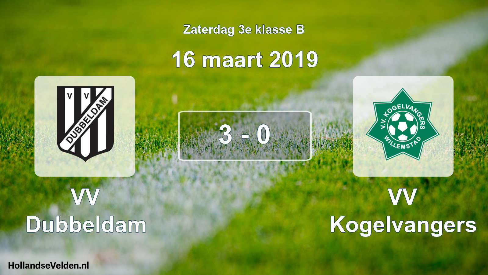 Total number of matches played: VV Dubbeldam - VV Kogelvangers 3 - 0 (16 March 2019)