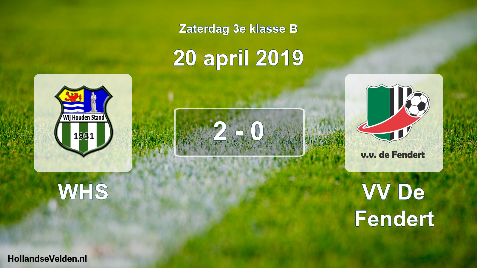 Total number of matches played: WHS - VV De Fendert 2 - 0 (20 April 2019)