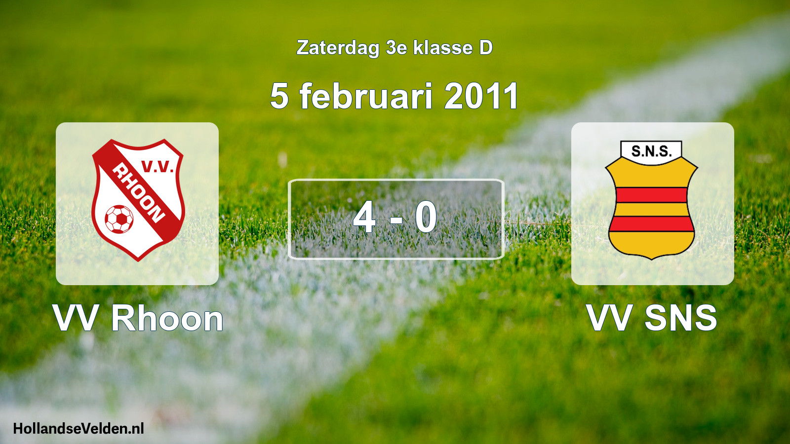Total number of matches played: VV Rhoon - VV SNS 4 - 0 (5 February 2011)
