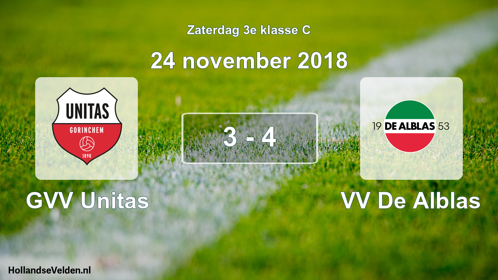 Total number of matches played: GVV Unitas - VV De Alblas 3 - 4 (24 November 2018)