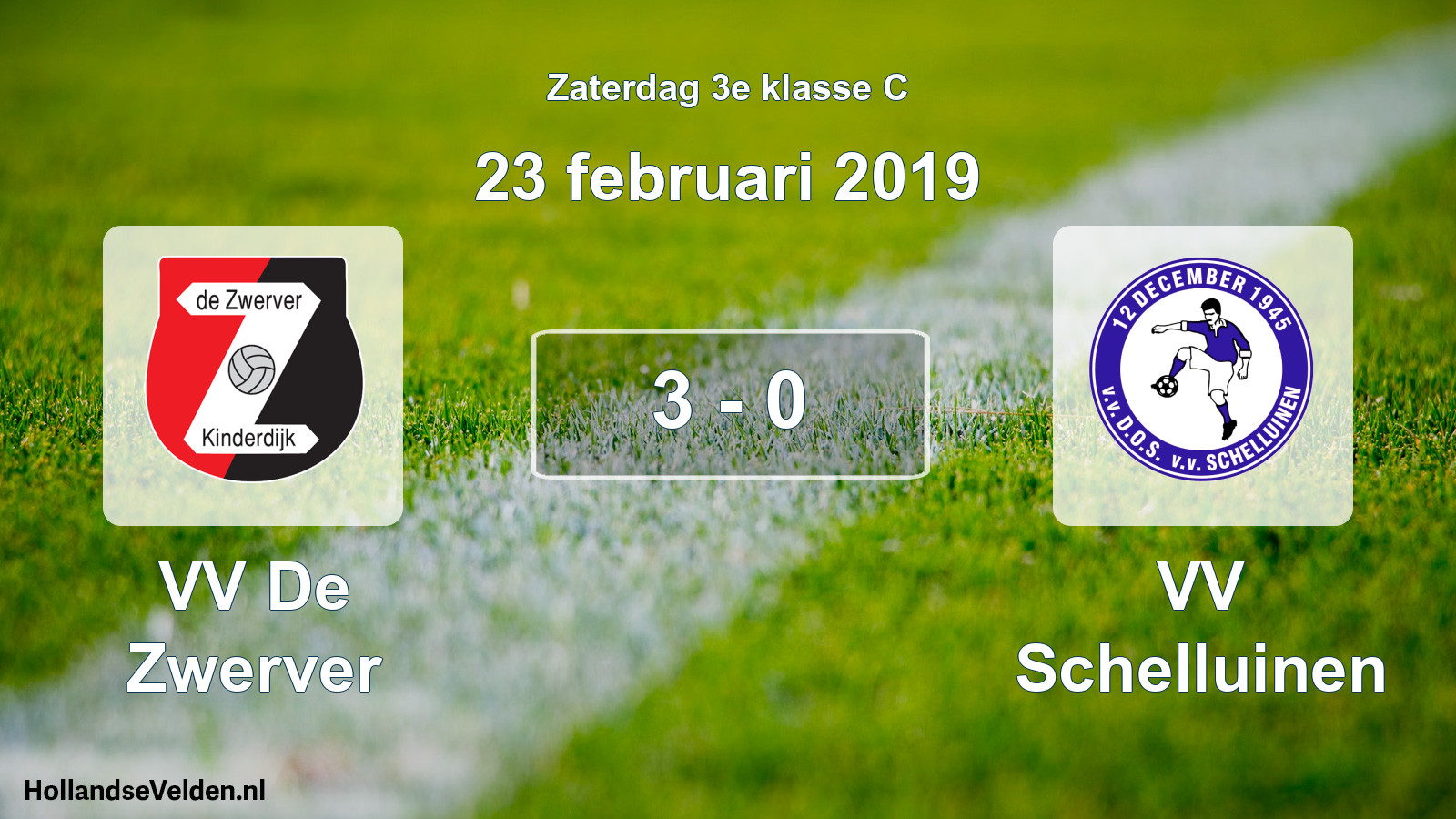 Total number of matches played: VV De Zwerver - VV Schelluinen 3 - 0 (23 February 2019)