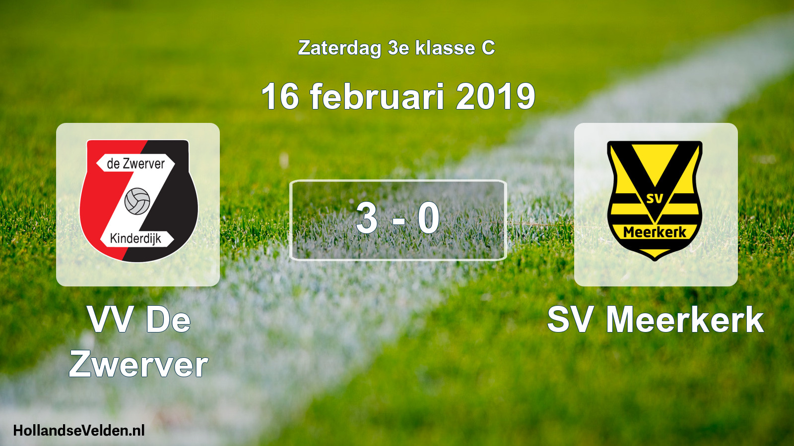 Total number of matches played: VV De Zwerver - SV Meerkerk 3 - 0 (16 February 2019)