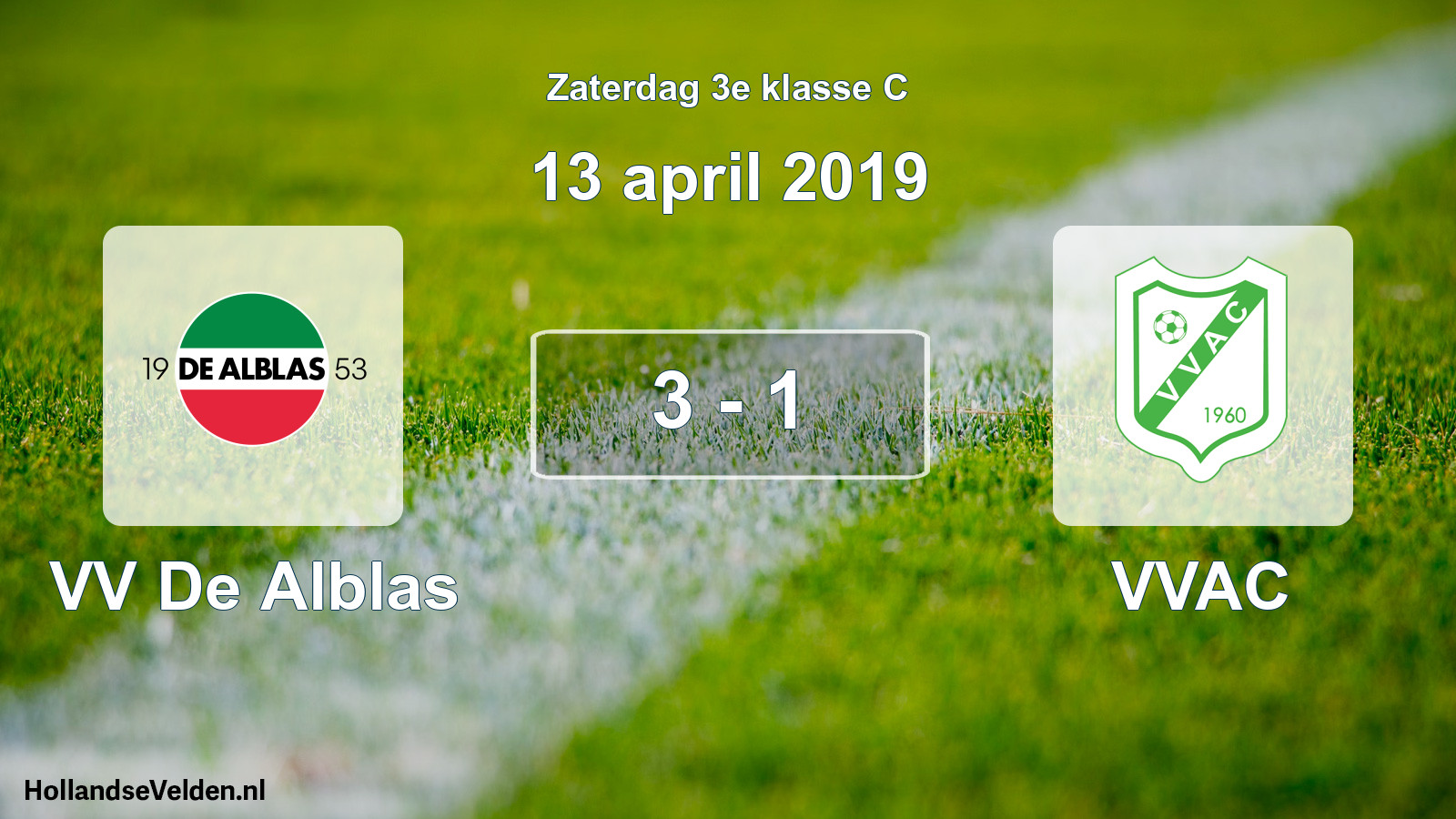 Total number of matches played: VV De Alblas - VVAC 3 - 1 (13 April 2019)