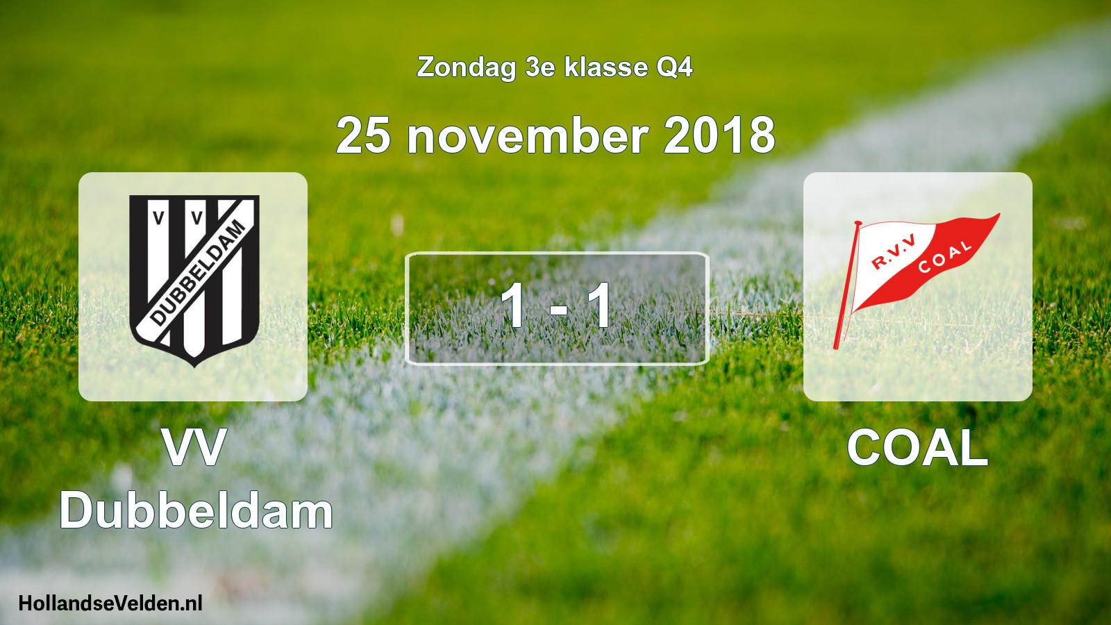 Total number of matches played: VV Dubbeldam - COAL 1 - 1 (25 November 2018)