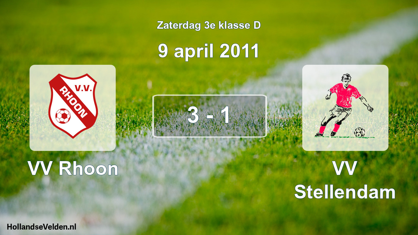Total number of matches played: VV Rhoon - VV Stellendam 3 - 1 (9 April 2011)