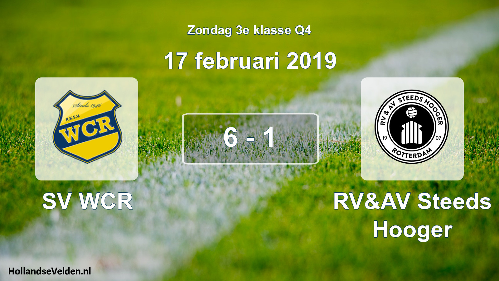 Total number of matches played: SV WCR - RV&AV Steeds Hooger 6 - 1 (17 February 2019)