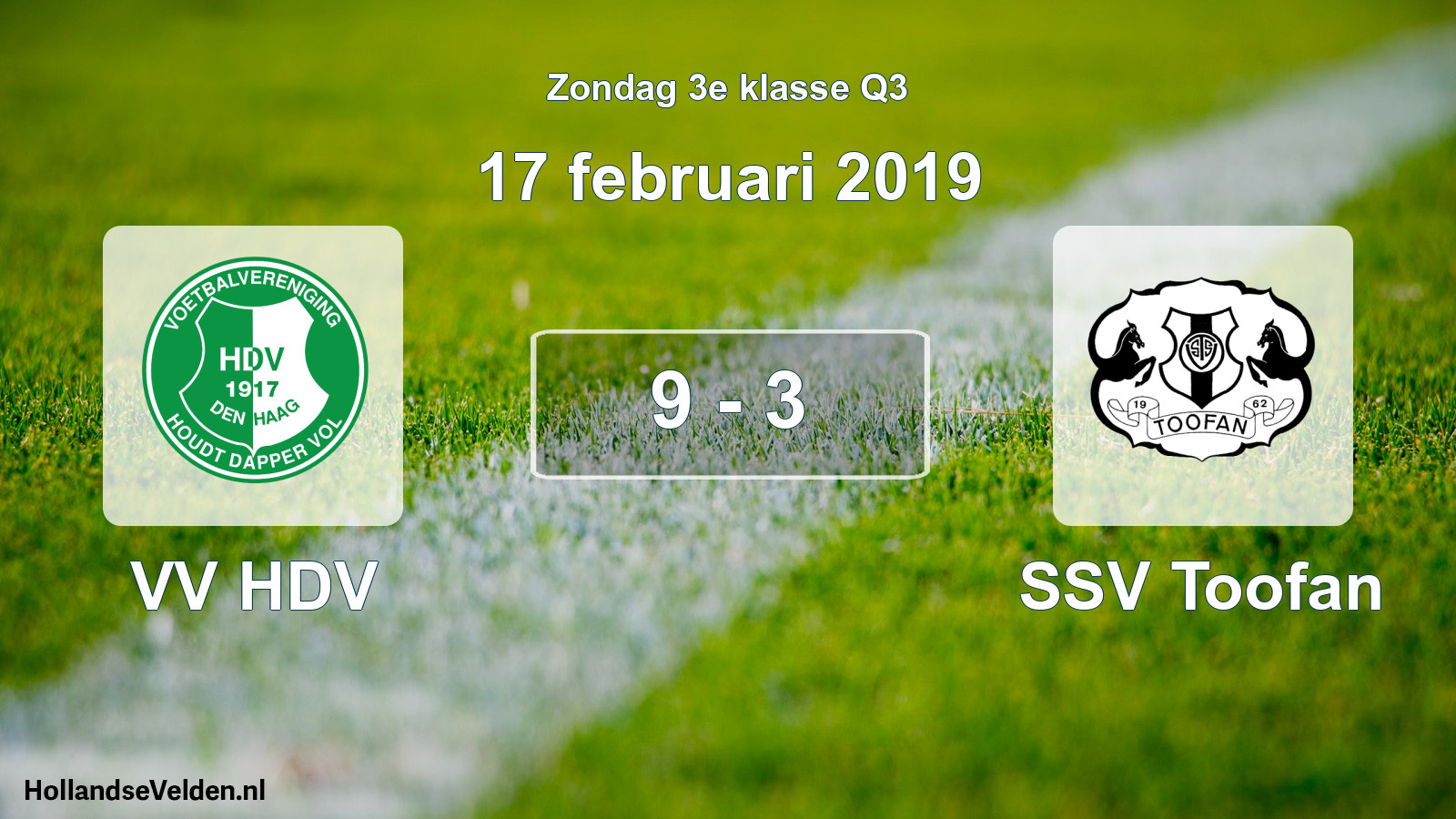 Total number of matches played: VV HDV - SSV Toofan 9 - 3 (17 February 2019)