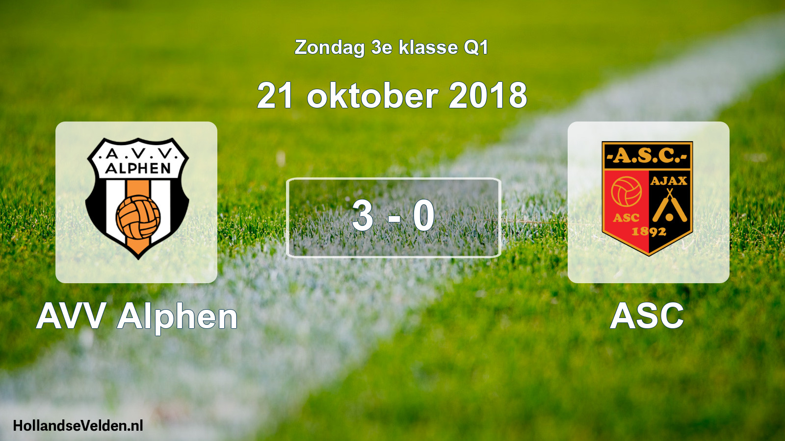 Total number of matches played: AVV Alphen - ASC 3 - 0 (21 October 2018)