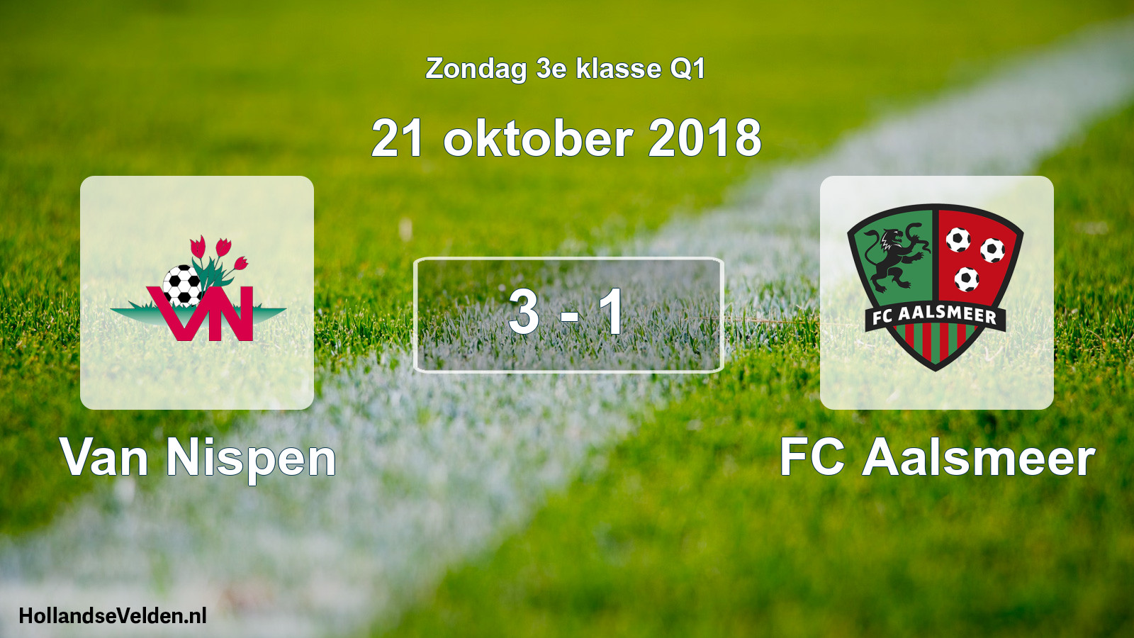 Total number of matches played: Van Nispen - FC Aalsmeer 3 - 1 (21 October 2018)