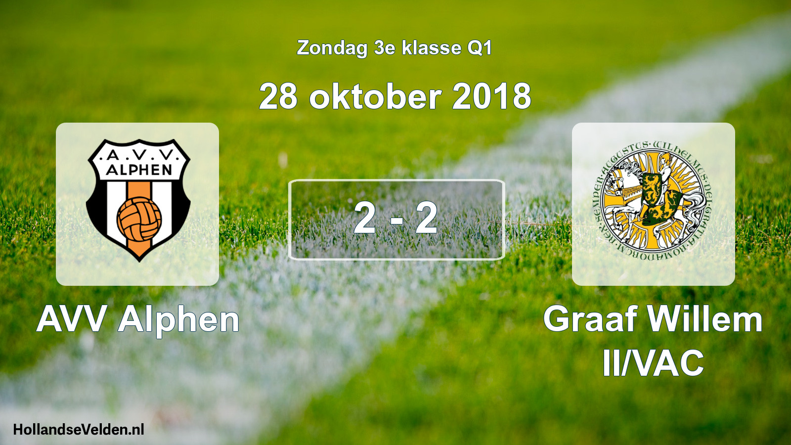 Total number of matches played: AVV Alphen - Graaf Willem II/VAC 2 - 2 (28 October 2018)