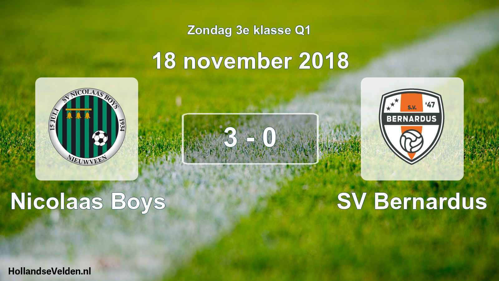 Total number of matches played: Nicolaas Boys - SV Bernardus 3 - 0 (18 November 2018)