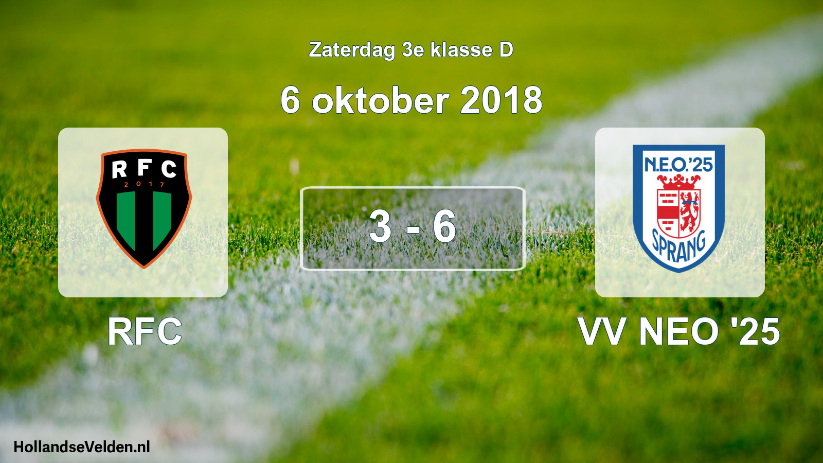 Total number of matches played: RFC - VV NEO '25 3 - 6 (6 October 2018)