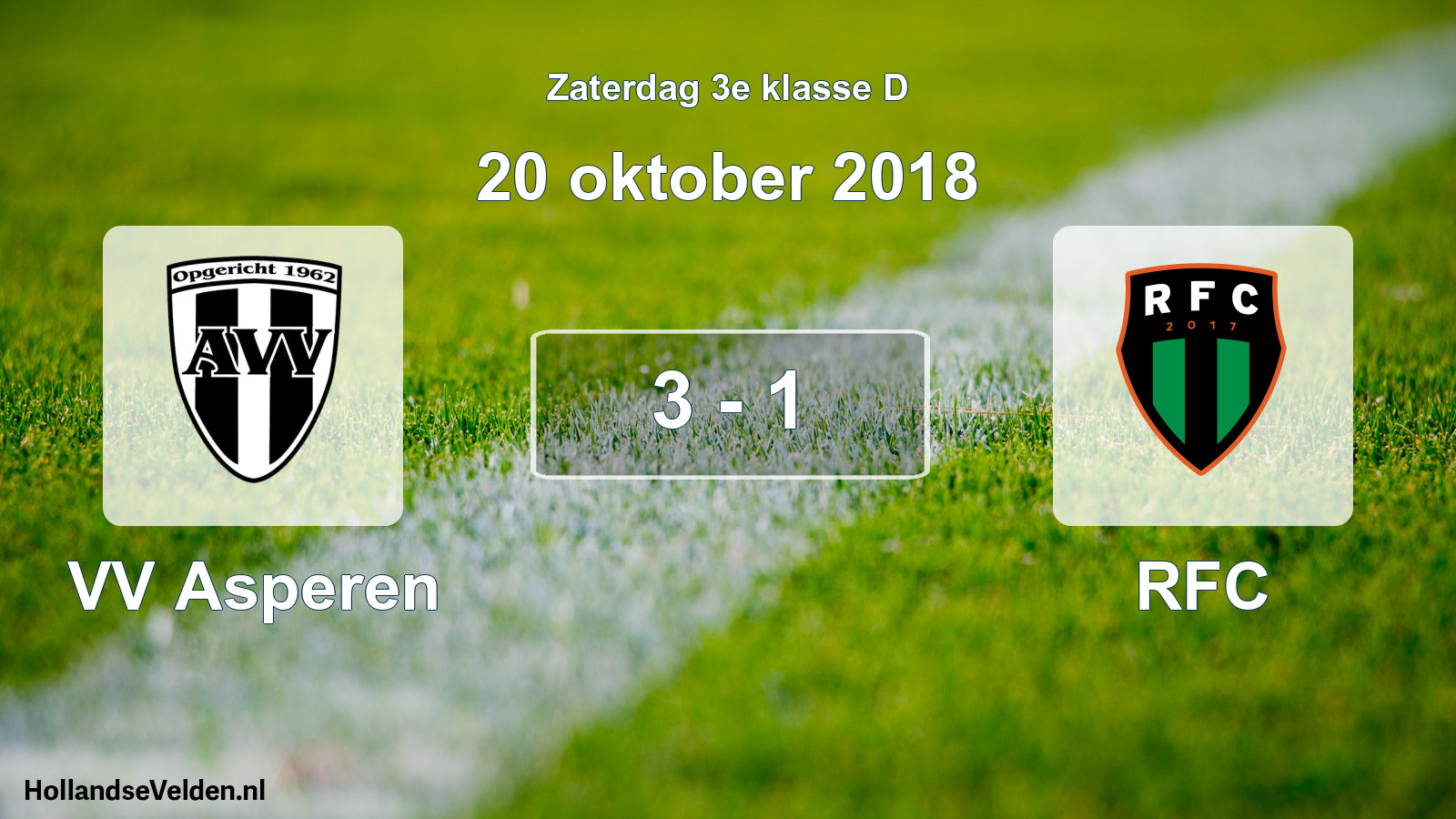 Total number of matches played: VV Asperen - RFC 3 - 1 (20 October 2018)