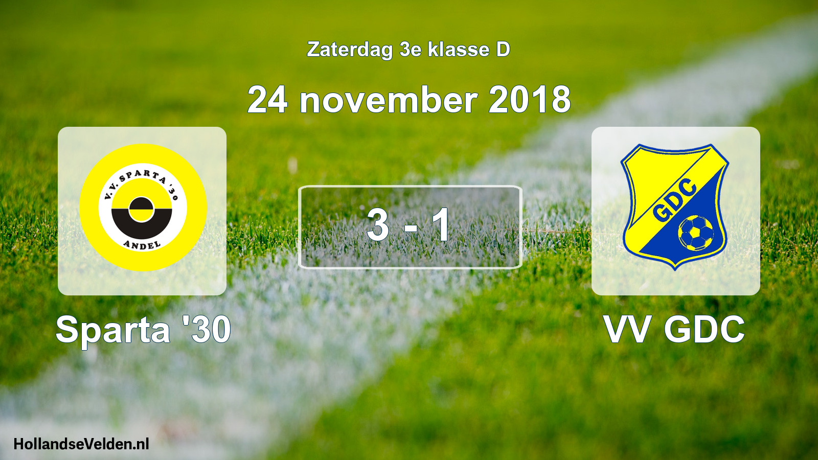 Total number of matches played: Sparta '30 - VV GDC 3 - 1 (24 November 2018)
