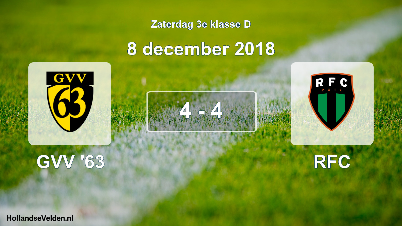 Total number of matches played: GVV '63 - RFC 4 - 4 (8 December 2018)