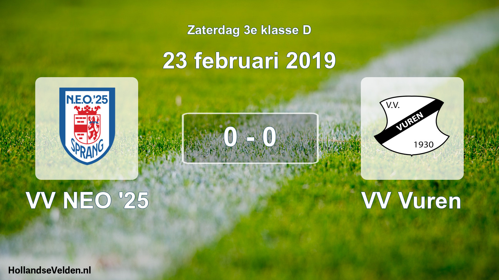 Total number of matches played: VV NEO '25 - VV Vuren 0 - 0 (23 February 2019)