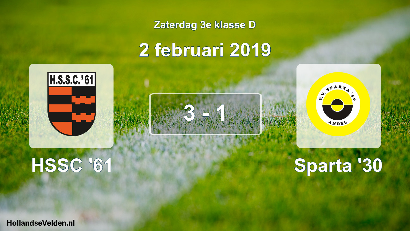 Total number of matches played: HSSC '61 - Sparta '30 3 - 1 (2 February 2019)