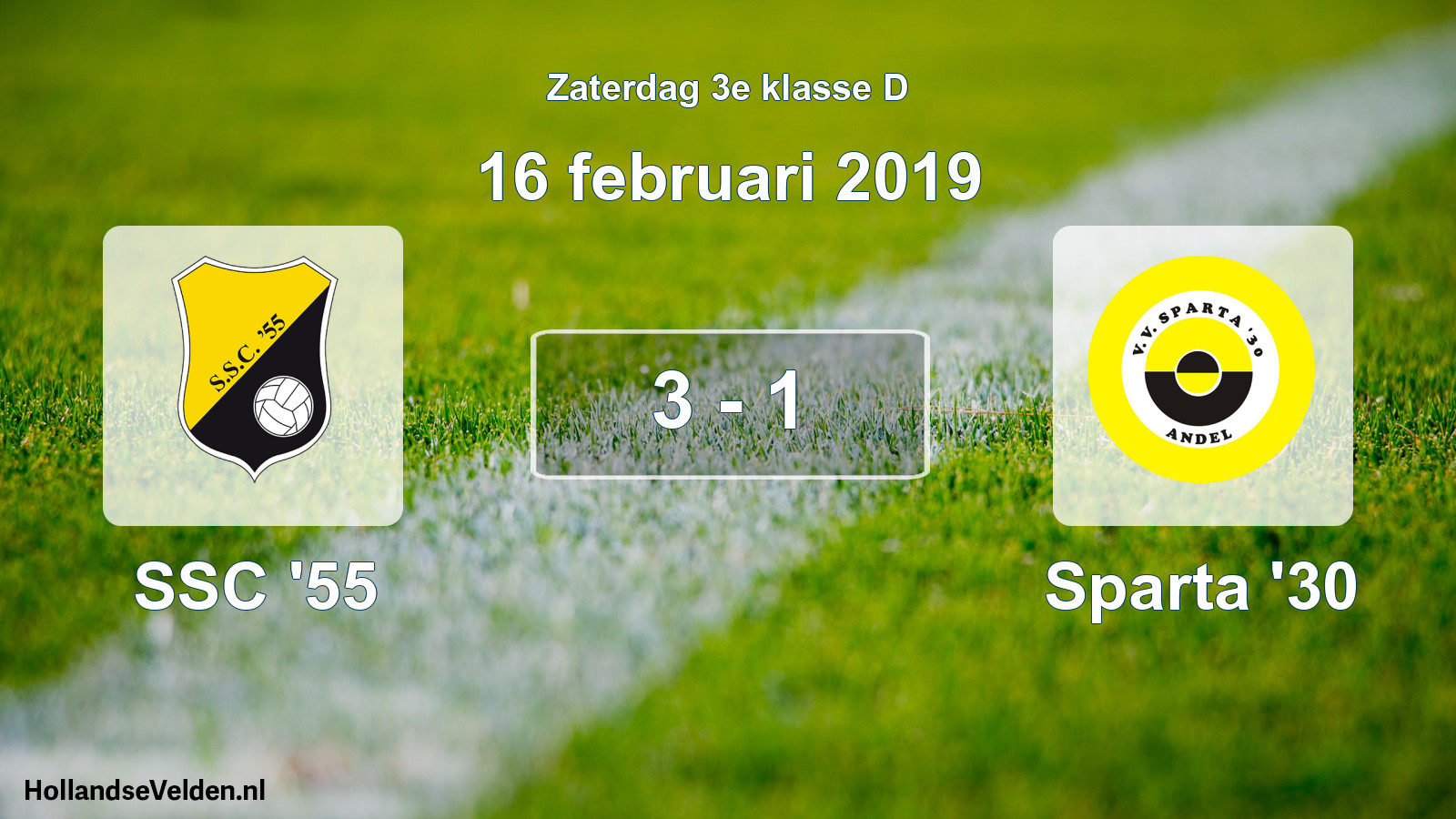 Total number of matches played: SSC '55 - Sparta '30 3 - 1 (16 February 2019)