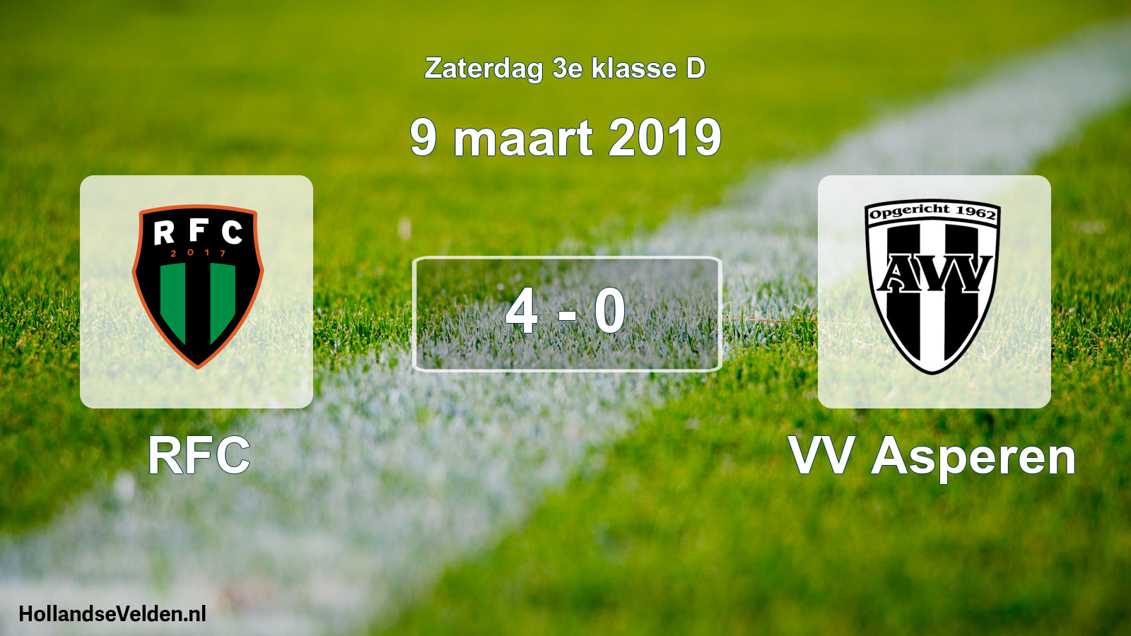 Total number of matches played: RFC - VV Asperen 4 - 0 (9 March 2019)