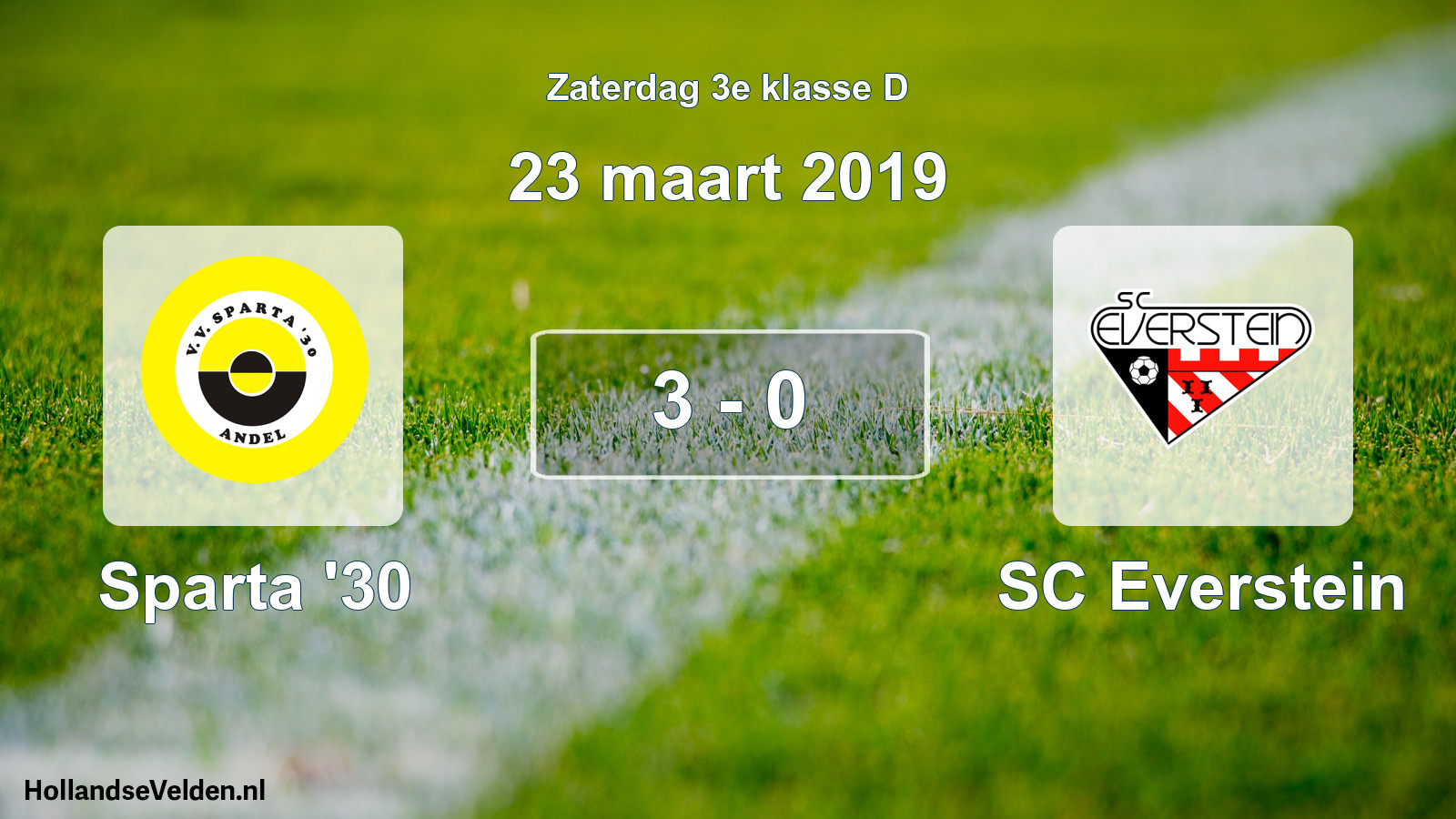 Total number of matches played: Sparta '30 - SC Everstein 3 - 0 (23 March 2019)