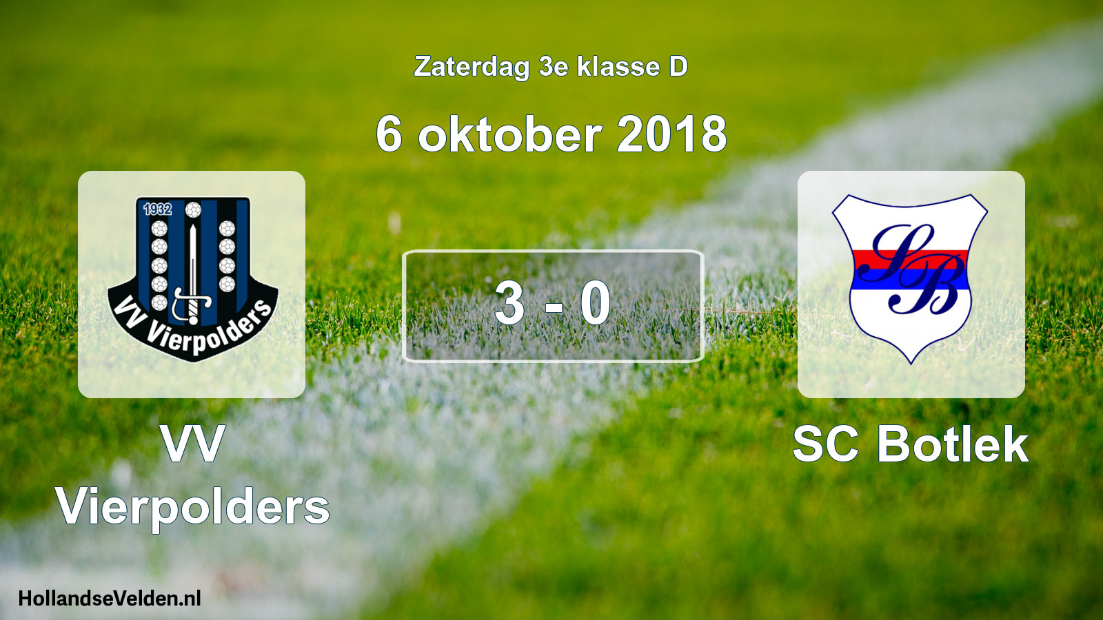 Total number of matches played: VV Vierpolders - SC Botlek 3 - 0 (6 October 2018)
