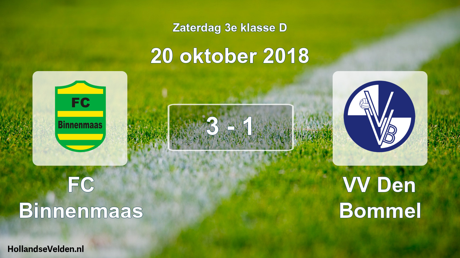 Total number of matches played: FC Binnenmaas - VV Den Bommel 3 - 1 (20 October 2018)