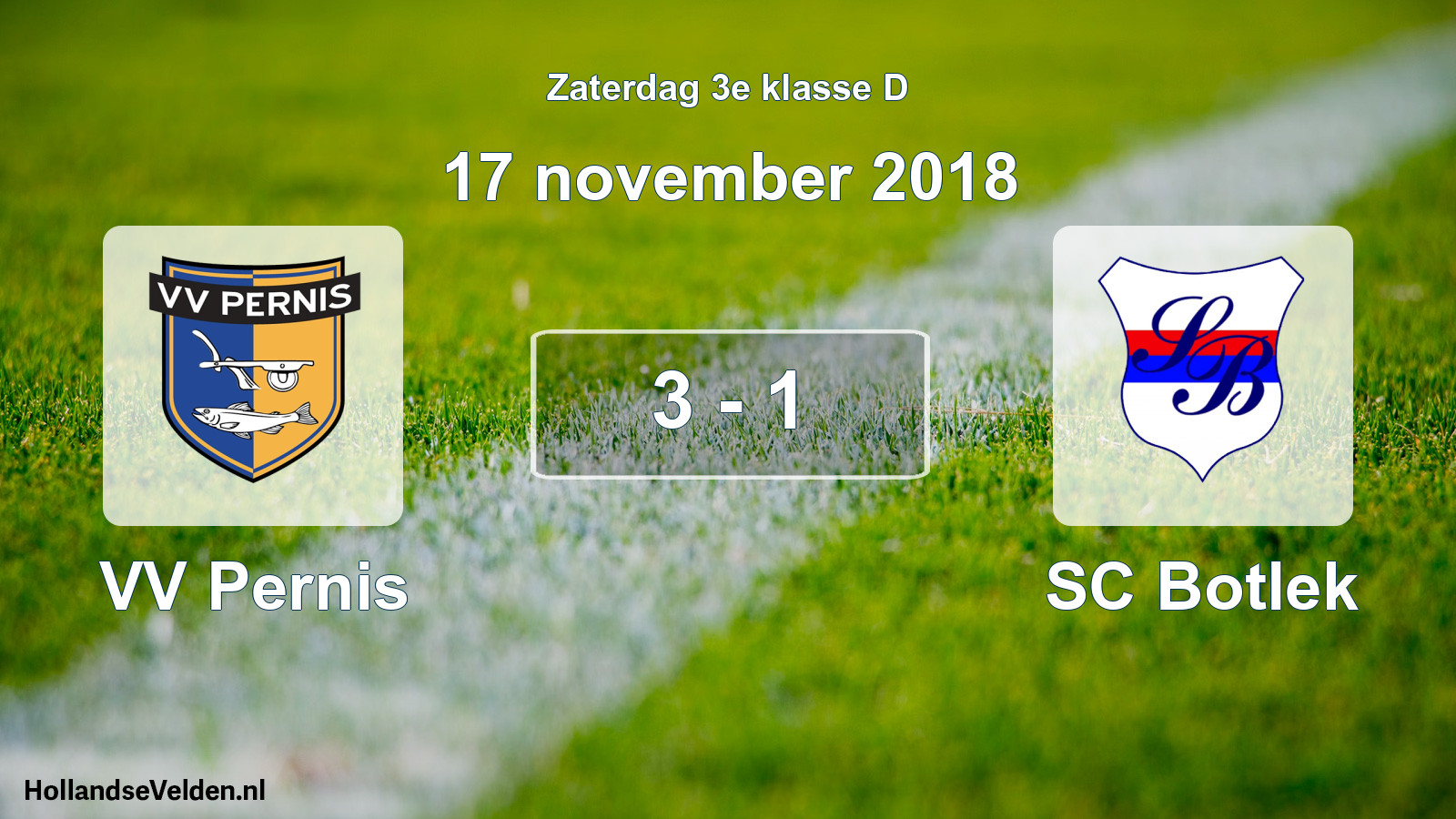 Total number of matches played: VV Pernis - SC Botlek 3 - 1 (17 November 2018)