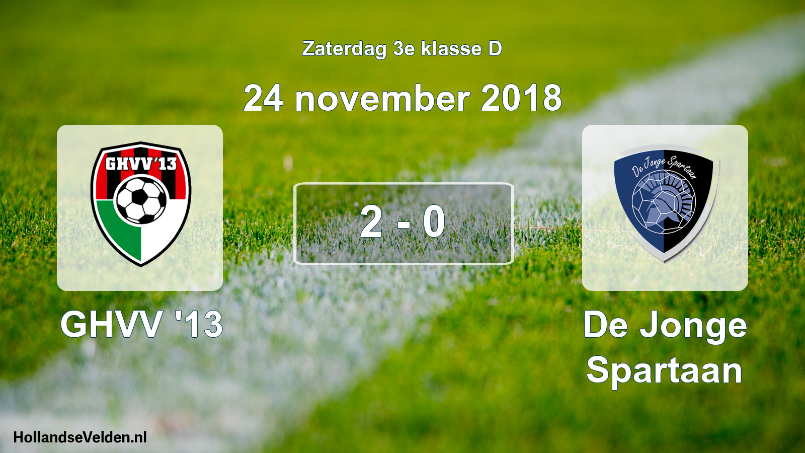 Total number of matches played: GHVV '13 - De Jonge Spartaan 2 - 0 (24 November 2018)