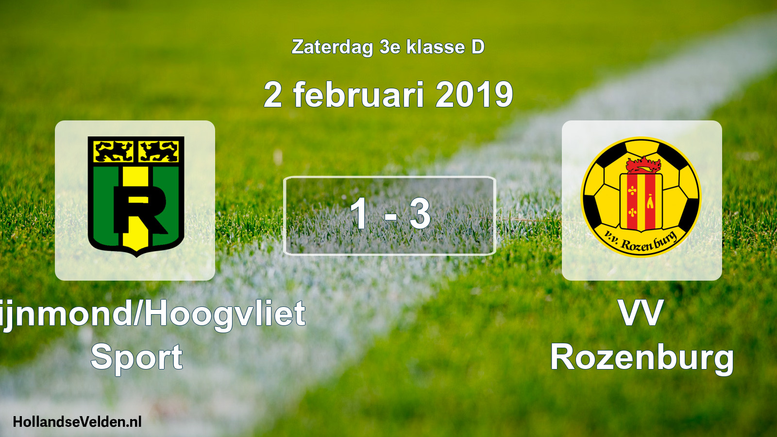 Total number of matches played: Rijnmond/Hoogvliet Sport - VV Rozenburg 1 - 3 (2 February 2019)