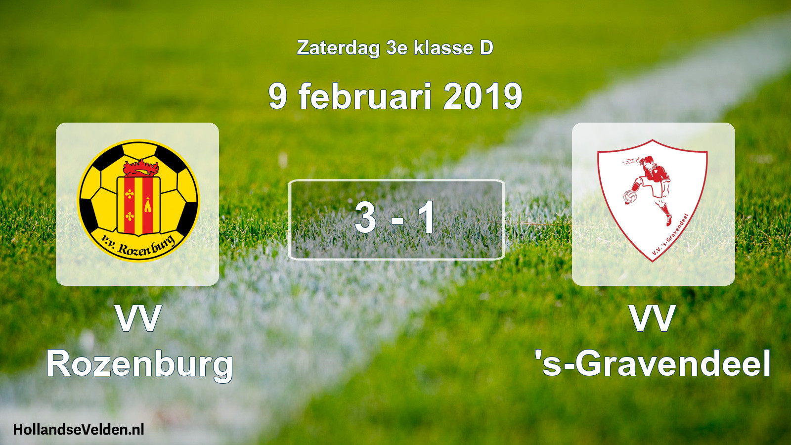 Total number of matches played: VV Rozenburg - VV 's-Gravendeel 3 - 1 (9 February 2019)