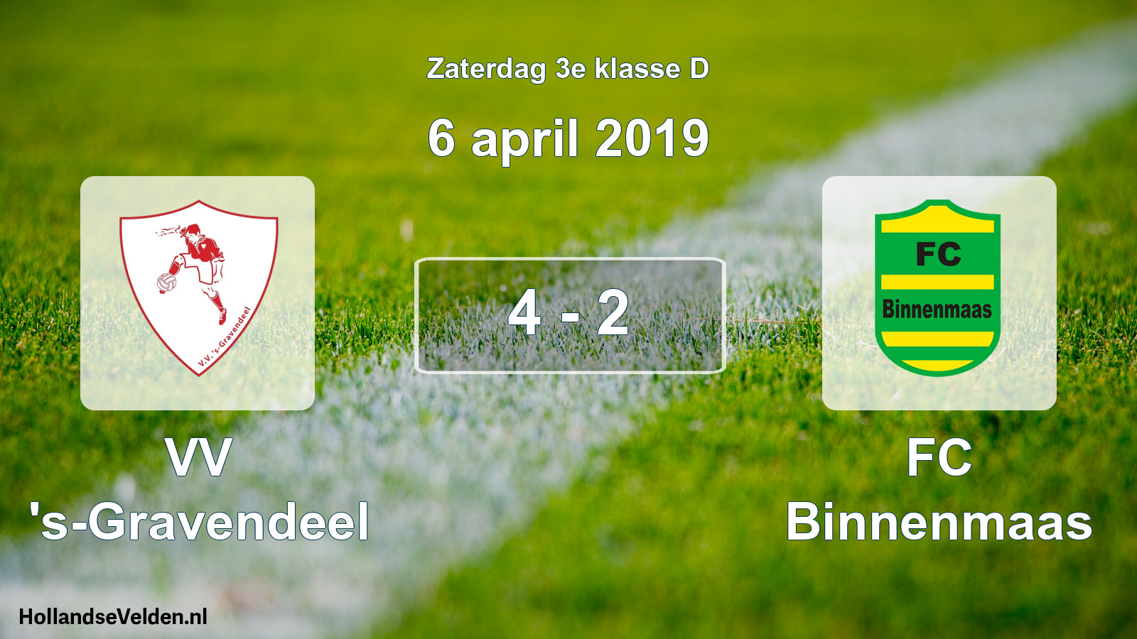 Total number of matches played: VV 's-Gravendeel - FC Binnenmaas 4 - 2 (6 April 2019)