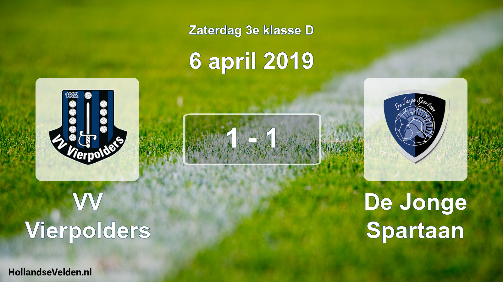 Total number of matches played: VV Vierpolders - De Jonge Spartaan 1 - 1 (6 April 2019)