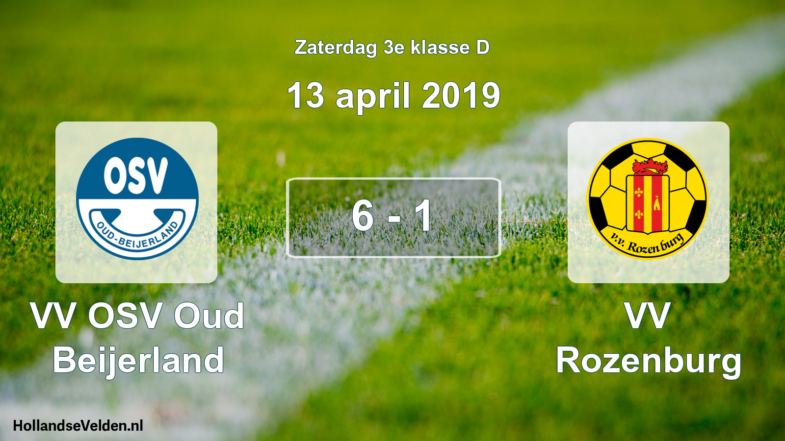 Total number of matches played: VV OSV Oud Beijerland - VV Rozenburg 6 - 1 (13 April 2019)