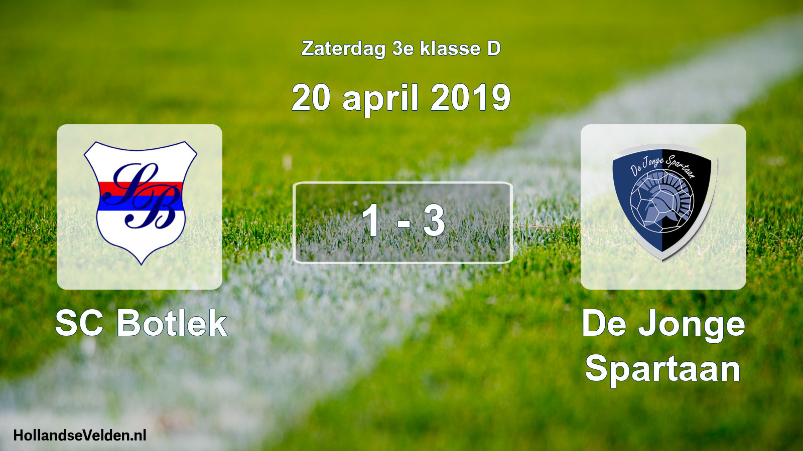 Total number of matches played: SC Botlek - De Jonge Spartaan 1 - 3 (20 April 2019)