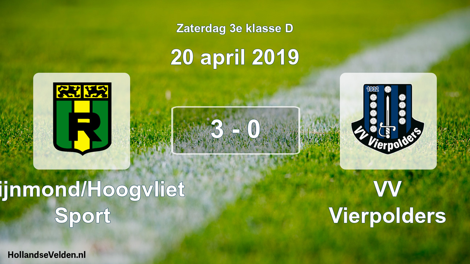 Gespeelde wedstrijd: Rijnmond/Hoogvliet Sport - VV Vierpolders 3 - 0 (20 april 2019)